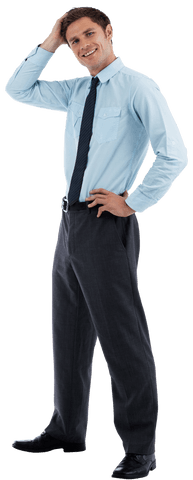 Transparent Image of Thoughtful Businessman Touching Head