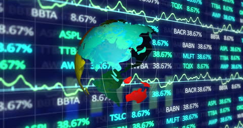 Spinning Globe Overlaid on Stock Market Data