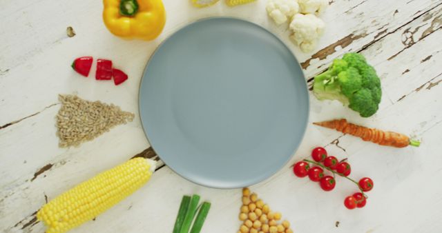 Healthy Vegetables and Seeds Arranged Around Empty Plate - Download Free Stock Images Pikwizard.com