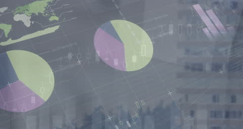 Digital Data Display with Charts and World Map Overlay