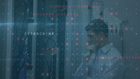 IT Technician Analyzing Digital Security in Server Room