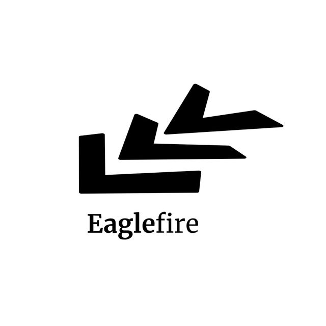 This image features a professional and minimalist logo for 'Eaglefire' with three bold black chevrons on a white background and clean typographic text. Ideal for branding, corporate identity designs, business presentations, marketing materials, and more.