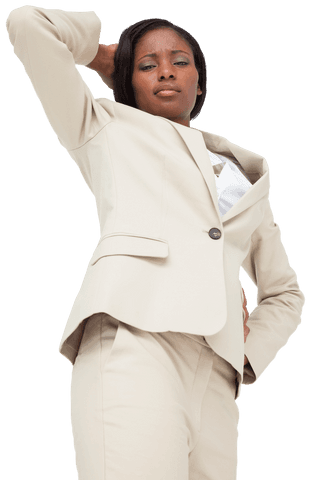 Transparent background stressed african american businesswoman suitable for isolated concepts