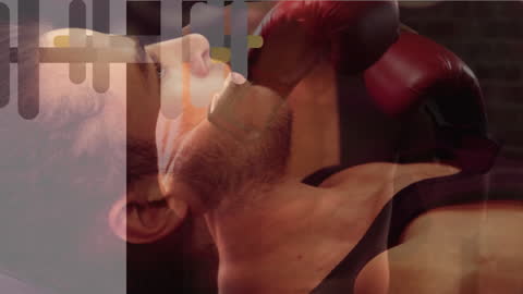 Dynamic Gym Workout Experience with Digital Overlay Elements