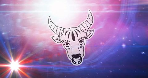 Taurus Zodiac Sign Over Mystical Night Sky with Stars