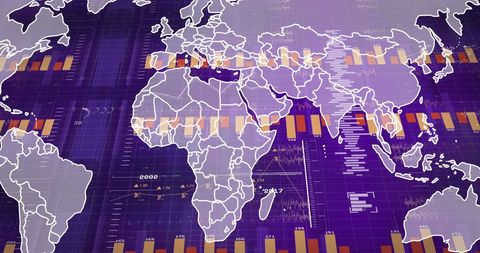 global data visualization with overlayed world map - Download Free Stock Images Pikwizard.com