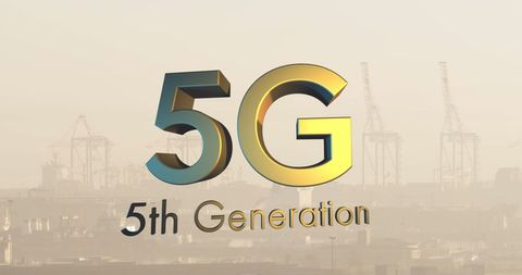 5G 5th Generation Technology Concept over Urban Cityscape