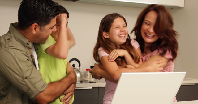 Happy Family Bonding in Modern Kitchen - Download Free Stock Images Pikwizard.com