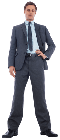 Transparent Confident Businessman Standing Tall in Suit