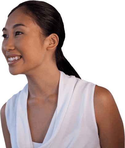 Businesswoman Smiling and Looking Away, Isolated on Transparent Background