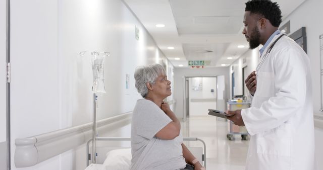 Doctor Consulting with Senior Patient in Modern Hospital Hallway - Download Free Stock Images Pikwizard.com