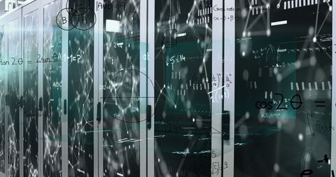 Innovative Digital Calculations Overlay Computer Servers - Download Free Stock Images Pikwizard.com