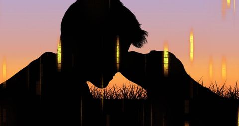 Romantic Silhouette of Couple Kissing at Sunset - Download Free Stock Images Pikwizard.com