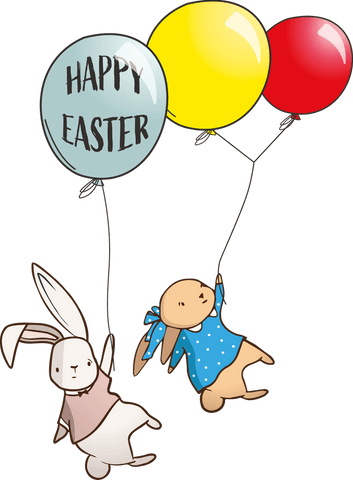 Happy Easter with Cute Rabbits and Colorful Balloons on Transparent - Download Free Stock Videos Pikwizard.com