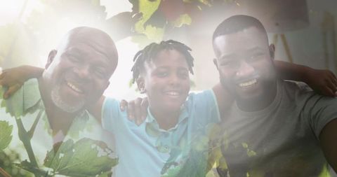 Happy Multigenerational African American Family with Nature Overlay