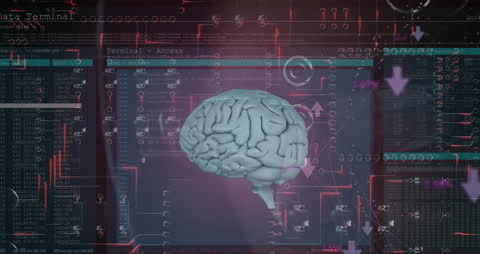 Digital Brain Concept with Cybersecurity Network Elements