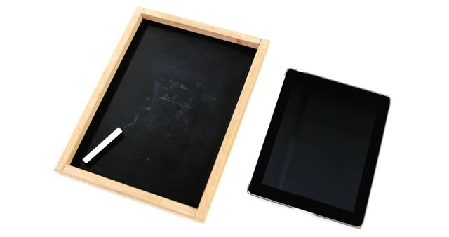 Traditional Chalkboard Next to Modern Tablet: Evolution of Educational Tools - Download Free Stock Images Pikwizard.com