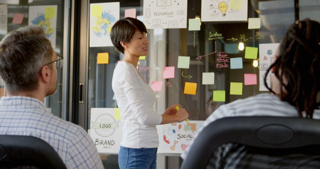 Young professional woman leading brainstorming session with diverse team - Download Free Stock Images Pikwizard.com