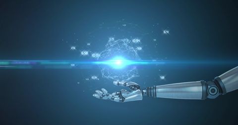 Futuristic Robot Hand Interacting with Digital Data - Download Free Stock Images Pikwizard.com