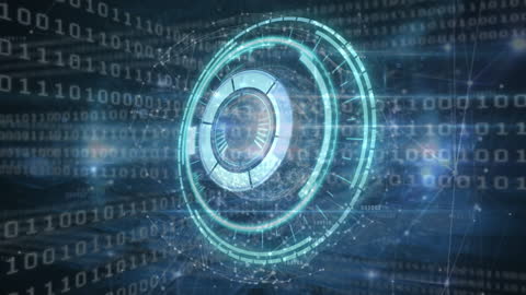 Futuristic Digital Interface with Binary Code and Cyberspace Elements