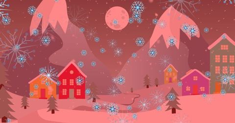 Magical Snow Falling Over Festive Winter Landscape