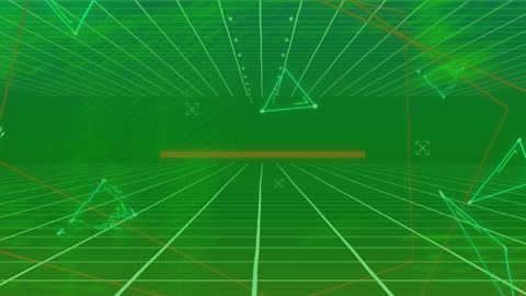 Futuristic Digital Landscape with Geometric Grids and Connections