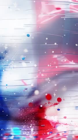 Vertical Abstract Loop Pulsing Red and Blue Swirls Drifting Particles Vibrant Digital Energy