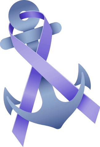 blue anchor with purple awareness ribbon on transparent background - Download Free Stock Videos Pikwizard.com
