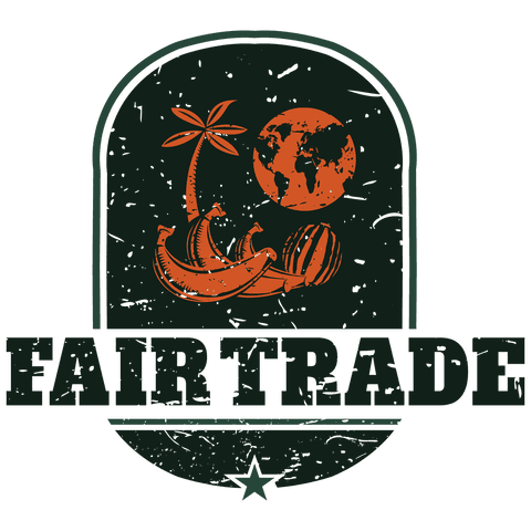 Eco-Friendly Transparent Fair Trade Label with Earth and Fruits