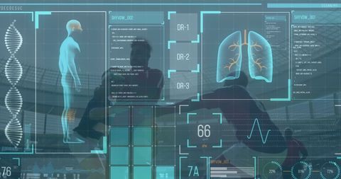 Futuristic Sports Data Analysis Interface with Athletes - Download Free Stock Images Pikwizard.com