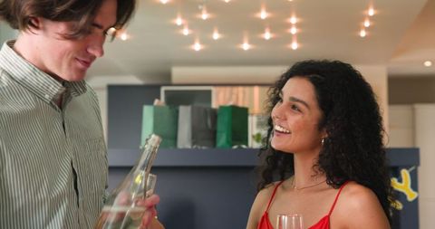 Joyful Couple Celebrating Anniversary at Home