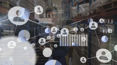 Warehouse Manager Analyzing Logistics with Data Technology