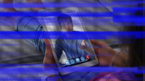 Virtual Communication with Glitch Effect Overlay