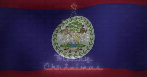 Neon christmas tree with belizean symbols