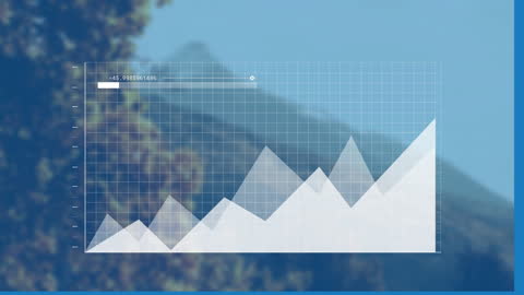 Financial Data Visualization Over Scenic Landscape