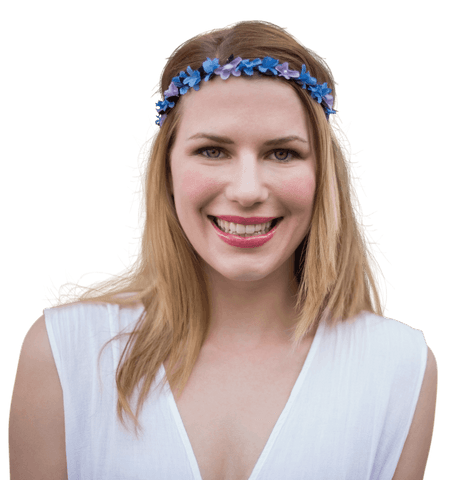 smiling woman with floral headband on transparent background - Download Free Stock Videos Pikwizard.com