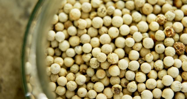 Close-Up of White Peppercorns in Glass Jar - Download Free Stock Images Pikwizard.com