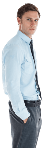 Transparent Confident Businessman with Hand in Pocket, Looking Forward