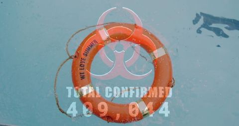 Orange Life Ring with Biohazard Symbol and Health Alert Overlay