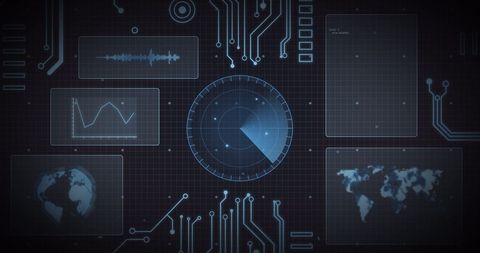Futuristic Digital Interface with Radar Scan and Data Visualizations - Download Free Stock Images Pikwizard.com
