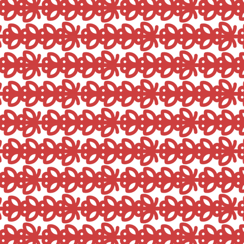 Red flourish floral pattern on transparent background