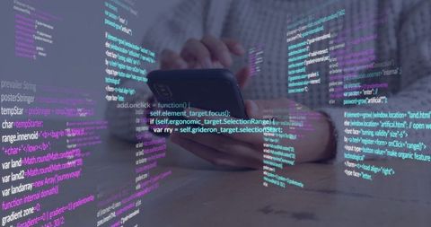 Developer smartphone coding with transparent code overlay