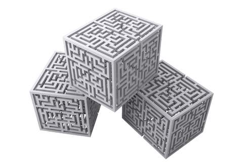 three stacked 3d maze blocks on transparent background - Download Free Stock Videos Pikwizard.com