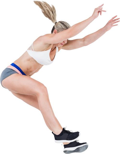 Caucasian Female Athlete Jumping - Transparent Background - Download Free Stock Videos Pikwizard.com