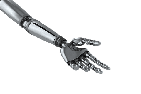 futuristic metallic robot hand reaching on transparent background - Download Free Stock Videos Pikwizard.com