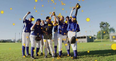 Baseball Team Celebrating Victory on Field