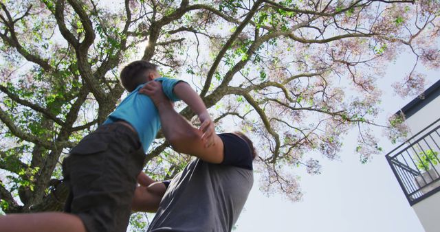 Father Lifting Son in Park on Sunny Day - Download Free Stock Images Pikwizard.com