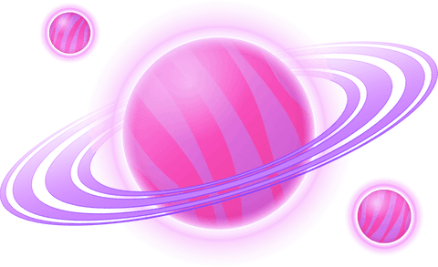 vibrant pink-purple cosmic planet with rings and moons in transparent space - Download Free Stock Videos Pikwizard.com