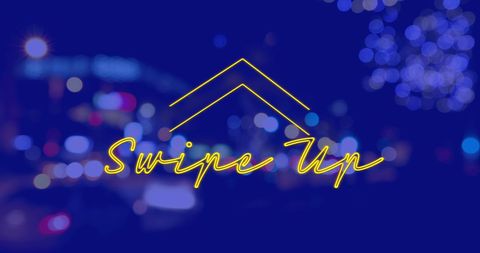 Swipe Up Icon Overlaying Vibrant Night Cityscape