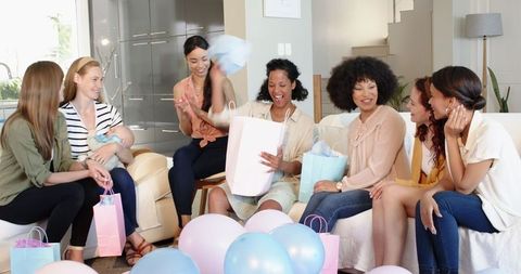 Joyful Baby Shower Celebration with Diverse Female Friends